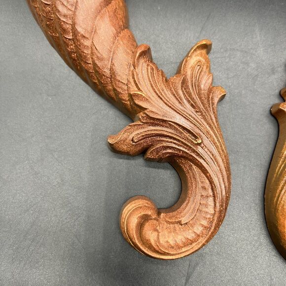 Set 2 Vintage Syrocco MCM Wall Hanging Plaques 16" Cornucopia Fruit Flower 1965 - Picture 4 of 13